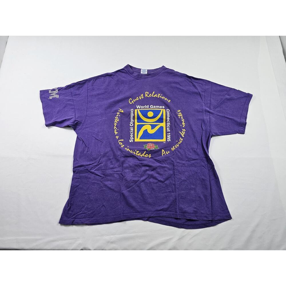 Starter Special Olympics IBM 1995 Purple T-Shirt Double Sided Sz 2XL